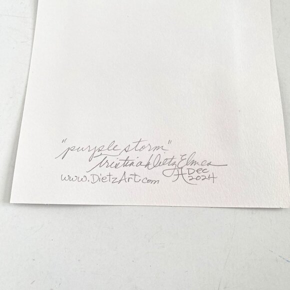 Purple Storm Original Wall Art Abstract Watercolor Painting Matted 8x10in - Picture 4 of 5